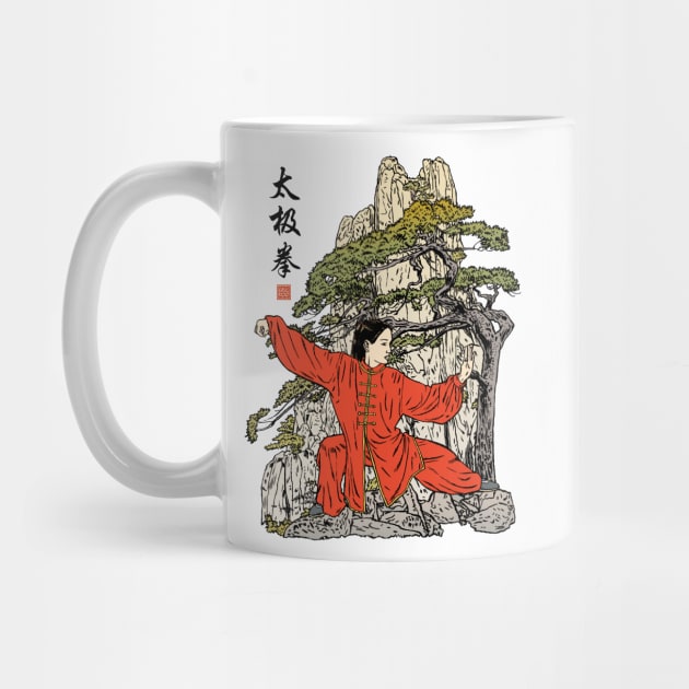 Tai Chi Warrior in the Mountains (Red) by erickoo